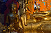 Inle Lake Myanmar. Pindaya, the famous Shwe Oo Min pagoda, a natural cave filled with thousands of gilded Buddha statues. 